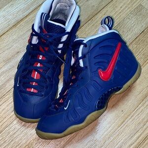Nike Air Foamposite Pro Navy and Red High-Top Sneakers